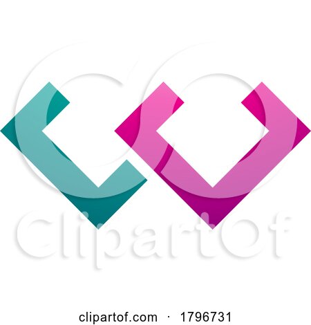 Magenta and Green Cornered Shaped Letter W Icon by cidepix