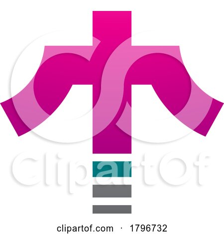 Magenta and Green Cross Shaped Letter T Icon by cidepix