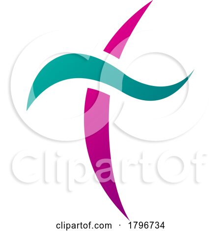 Magenta and Green Curvy Sword Shaped Letter T Icon by cidepix