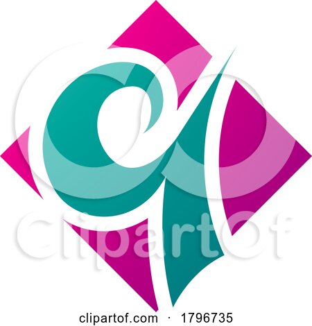 Magenta and Green Diamond Shaped Letter Q Icon by cidepix
