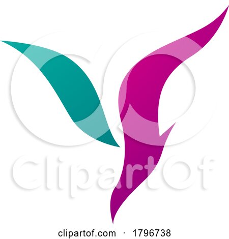 Magenta and Green Diving Bird Shaped Letter Y Icon by cidepix