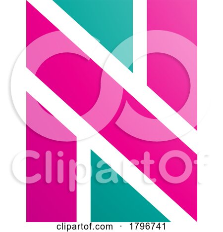 Magenta and Green Rectangle Shaped Letter N Icon by cidepix