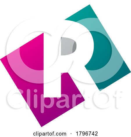 Magenta and Green Rectangle Shaped Letter R Icon by cidepix