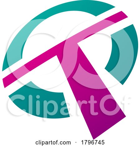 Magenta and Green Round Shaped Letter T Icon by cidepix