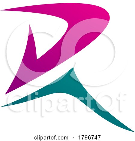 Magenta and Green Pointy Tipped Letter R Icon by cidepix