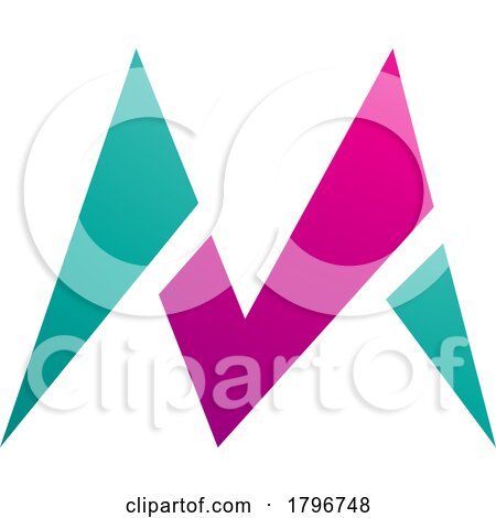 Magenta and Green Pointy Tipped Letter M Icon by cidepix
