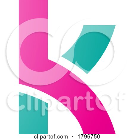 Magenta and Green Lowercase Letter K Icon with Overlapping Paths by cidepix