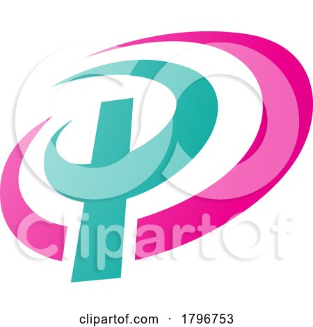 Magenta and Green Oval Shaped Letter P Icon by cidepix