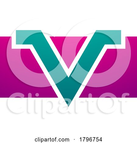 Magenta and Green Rectangle Shaped Letter V Icon by cidepix