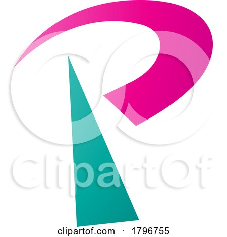 Magenta and Green Radio Tower Shaped Letter P Icon by cidepix