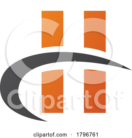 Orange and Black Letter H Icon with Vertical Rectangles and a Swoosh by cidepix
