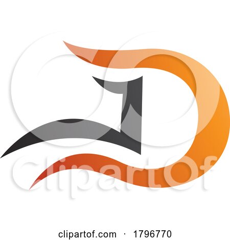 Orange and Black Letter D Icon with Wavy Curves by cidepix