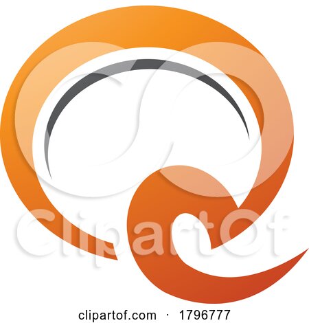 Orange and Black Hook Shaped Letter Q Icon by cidepix