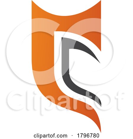 Orange and Black Half Shield Shaped Letter C Icon by cidepix