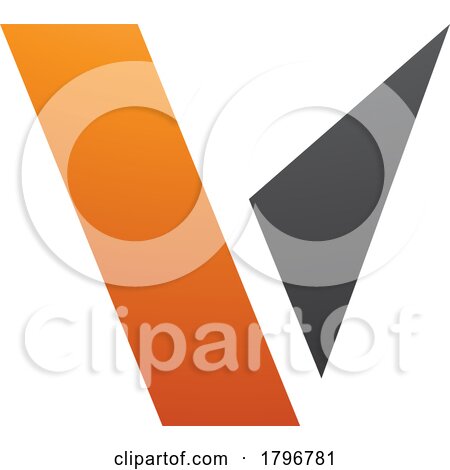 Orange and Black Geometrical Shaped Letter V Icon by cidepix