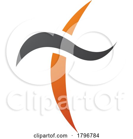 Orange and Black Curvy Sword Shaped Letter T Icon by cidepix
