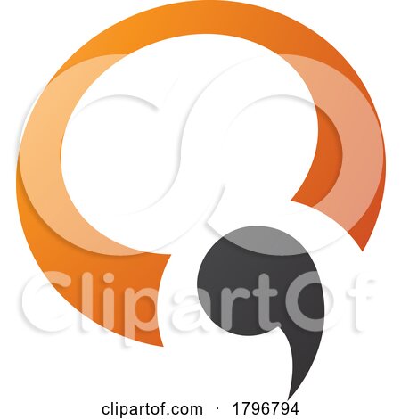 Orange and Black Comma Shaped Letter Q Icon by cidepix