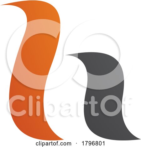 Orange and Black Calligraphic Letter H Icon by cidepix