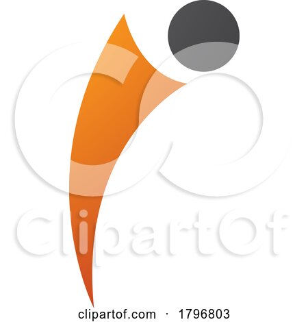 Orange and Black Bowing Person Shaped Letter I Icon by cidepix
