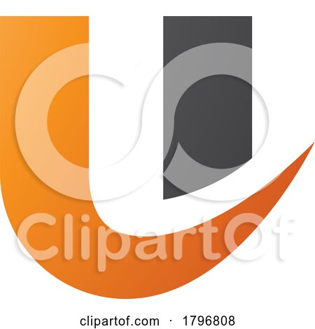 Orange and Black Bold Curvy Shaped Letter U Icon by cidepix