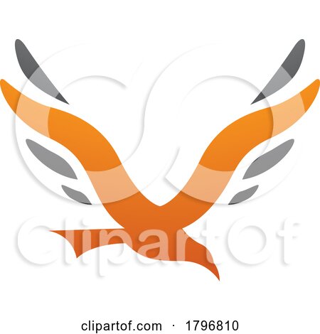 Orange and Black Bird Shaped Letter V Icon by cidepix
