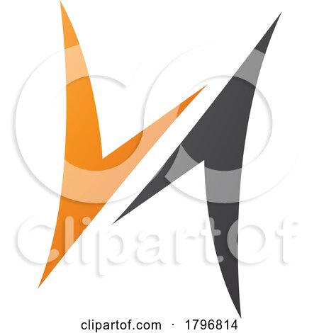 Orange and Black Arrow Shaped Letter H Icon by cidepix