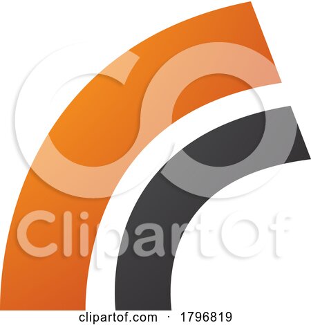 Orange and Black Arc Shaped Letter R Icon by cidepix