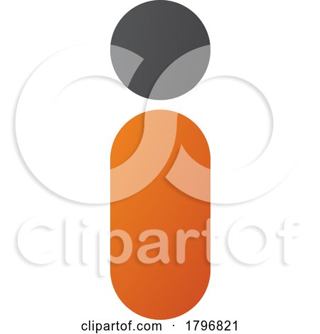 Orange and Black Abstract Round Person Shaped Letter I Icon by cidepix