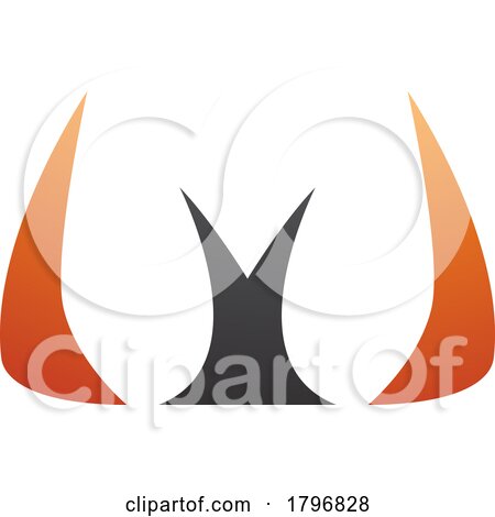 Orange and Black Horn Shaped Letter W Icon by cidepix