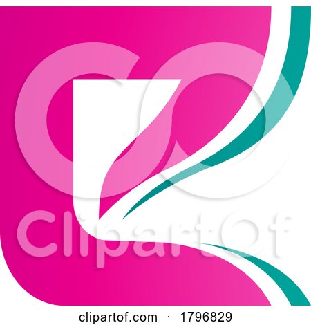 Magenta and Persian Green Wavy Layered Letter E Icon by cidepix