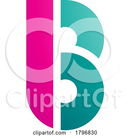 Magenta and Persian Green Round Disk Shaped Letter B Icon by cidepix