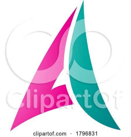 Magenta and Persian Green Paper Plane Shaped Letter a Icon by cidepix