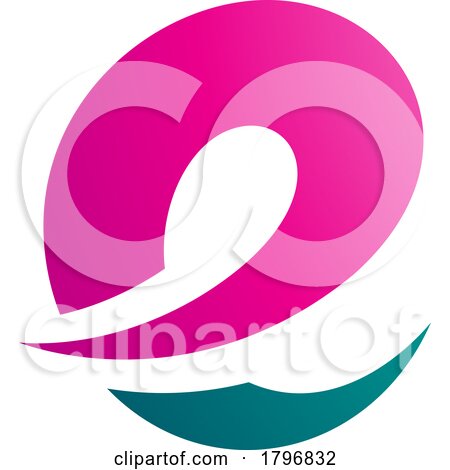 Magenta and Persian Green Lowercase Letter E Icon with Soft Spiky Curves by cidepix