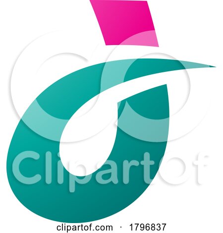 Magenta and Persian Green Curved Spiky Letter D Icon by cidepix