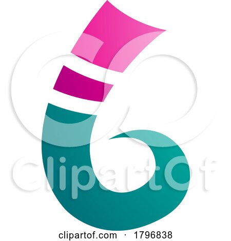 Magenta and Persian Green Curly Spike Shape Letter B Icon by cidepix