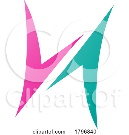 Magenta and Persian Green Arrow Shaped Letter H Icon by cidepix