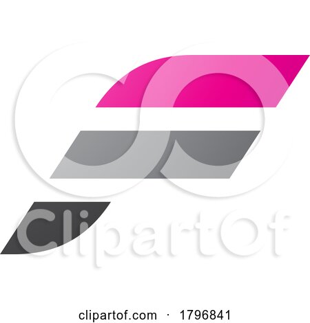 Magenta and Grey Letter F Icon with Horizontal Stripes by cidepix