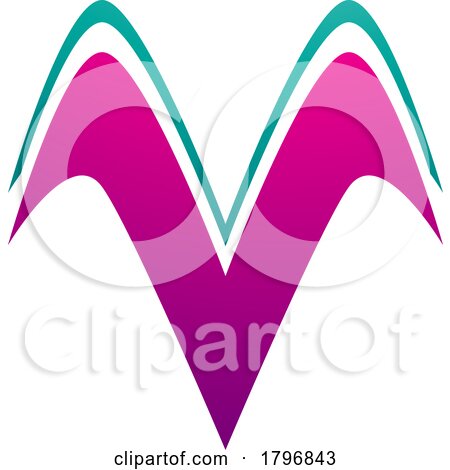 Magenta and Green Wing Shaped Letter V Icon by cidepix