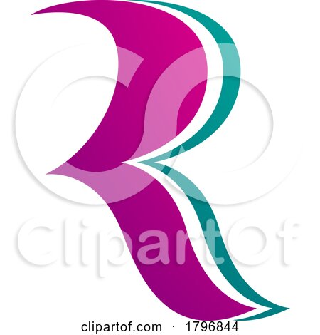 Magenta and Green Wavy Shaped Letter R Icon by cidepix