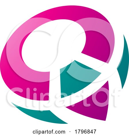 Magenta and Green Compass Shaped Letter Q Icon by cidepix