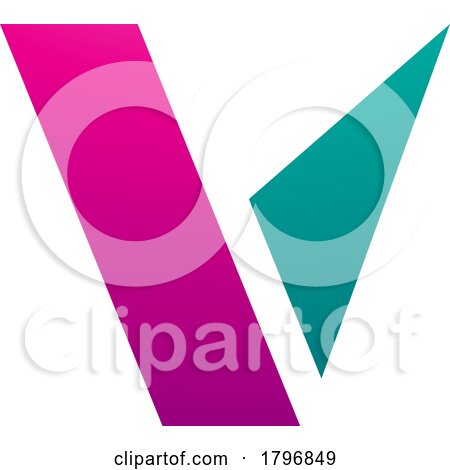 Magenta and Green Geometrical Shaped Letter V Icon by cidepix