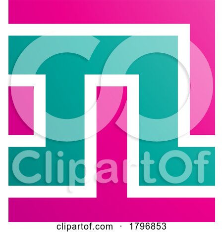 Magenta and Green Square Shaped Letter N Icon by cidepix