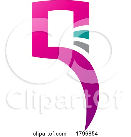 Magenta and Green Square Shaped Letter Q Icon by cidepix