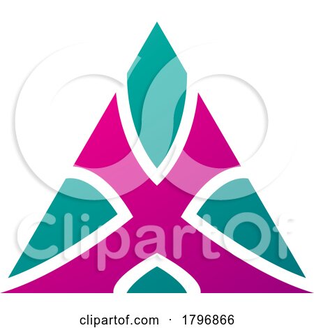 Magenta and Green Triangle Shaped Letter X Icon by cidepix