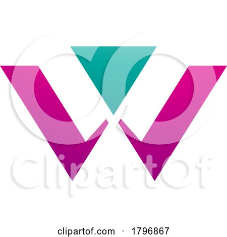 Magenta and Green Triangle Shaped Letter W Icon by cidepix