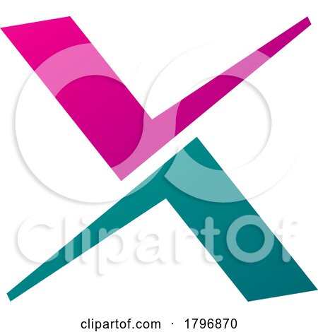 Magenta and Green Tick Shaped Letter X Icon by cidepix