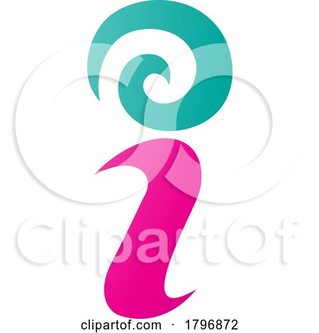 Magenta and Green Swirly Letter I Icon by cidepix