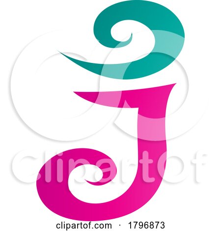 Magenta and Green Swirl Shaped Letter J Icon by cidepix