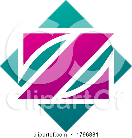 Magenta and Green Square Diamond Shaped Letter Z Icon by cidepix