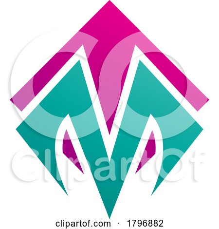 Magenta and Green Square Diamond Shaped Letter M Icon by cidepix